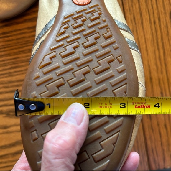 Sesto Meucci Leather Metallic Gold Lace Up Sneakers with Dark Stripes - Picture 12 of 16